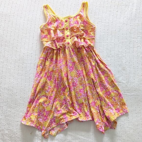 Girls Summer Sundress Set Yellow Floral & Pink Purple Tie Dye size 5 - Picture 2 of 8